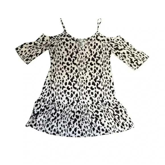 Cold Shoulder Cheetah Print Mini Dress Size L - Picture 7 of 10